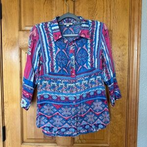 Colorful Women's 3/4 Sleeve Blouse size Small